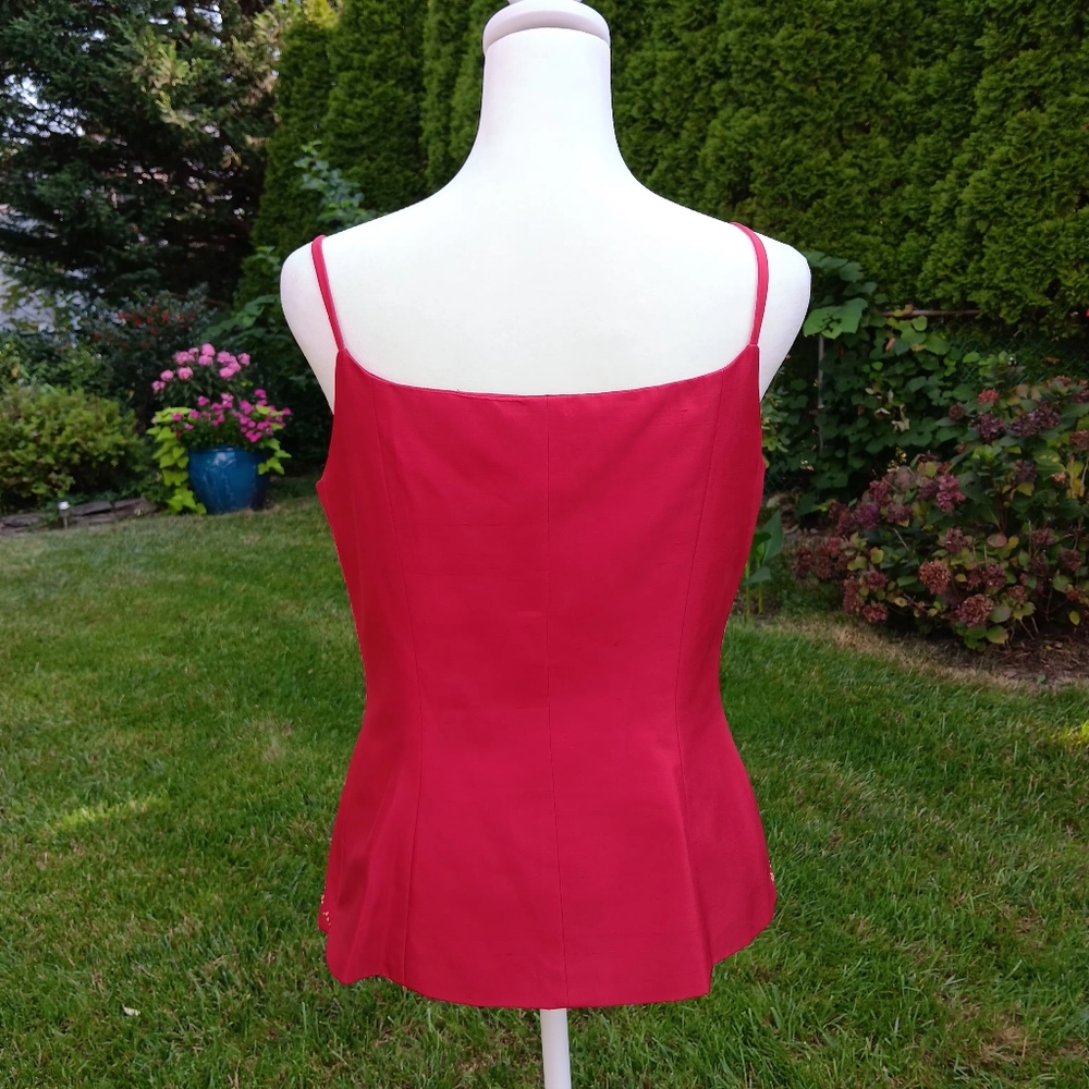 Ruby Red Embroidered Beeded Top With Matching Cap… - image 7
